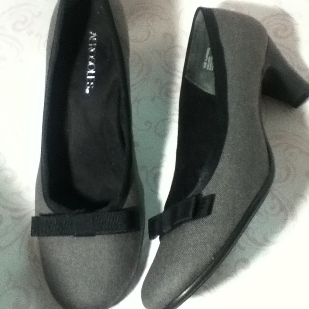 Graphite colored fabric heels
